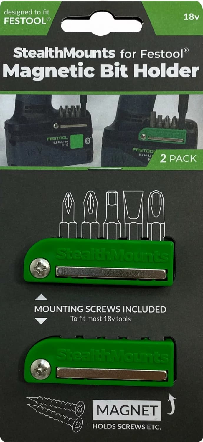 StealthMounts BH-FT-GRN-2 Magnetische Bithouder Voor Machines Festool - Groen - 2-pack