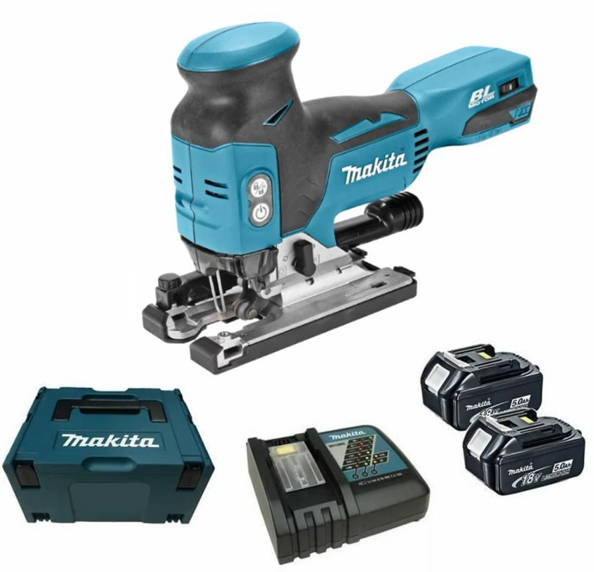 Makita DJV181RTJ 18V Li-Ion Accu Decoupeerzaag Set (2x 5.0Ah Accu) In Mbox - T-greep - Variabel - Koolborstelloos