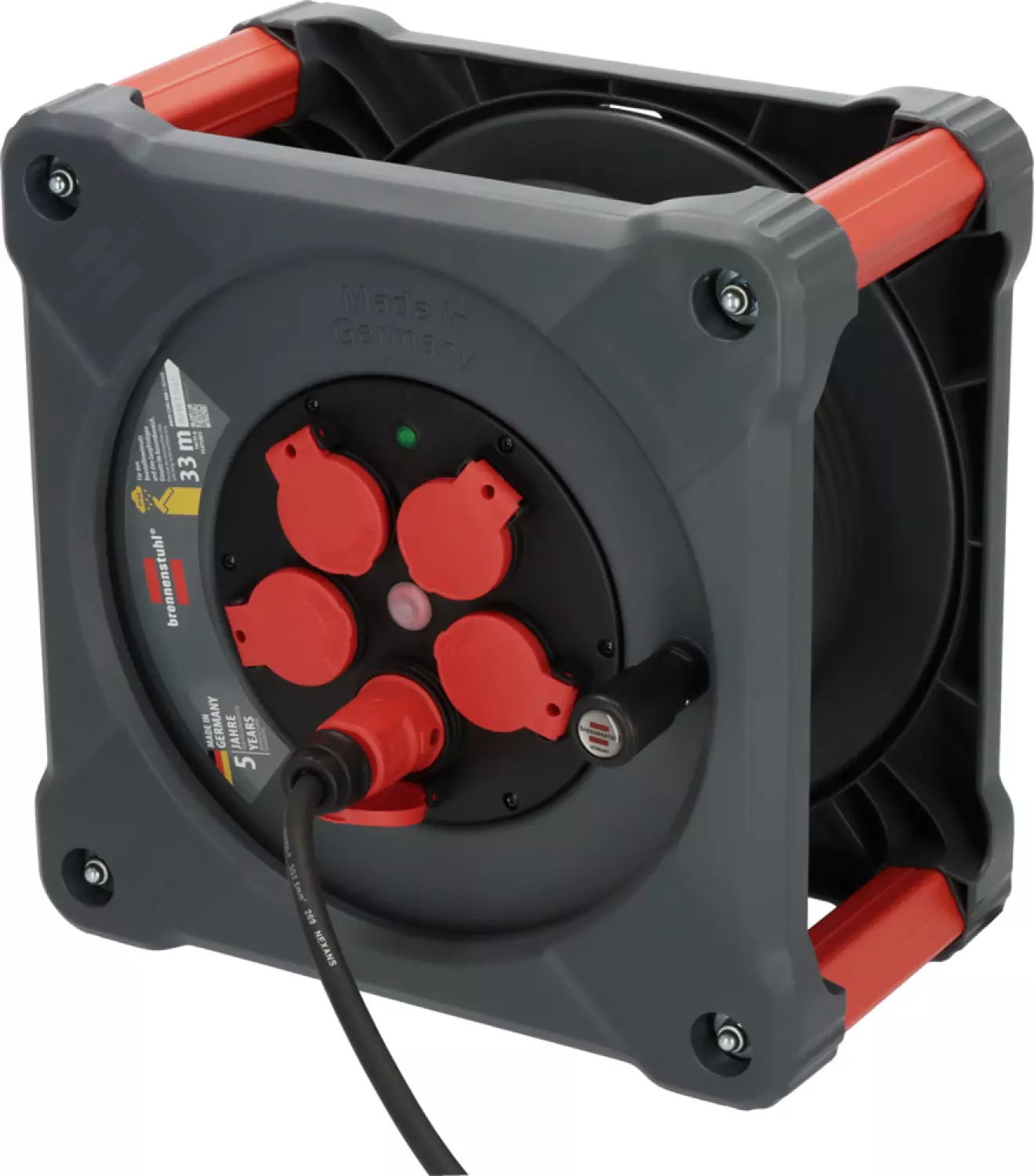 Brennenstuhl Professional KA 3200 Bouwplaats Cube 5-voudig Kabelhaspel H07RN-F 3G2.5 - IP44 - 33m - Zwart thumbnail 4