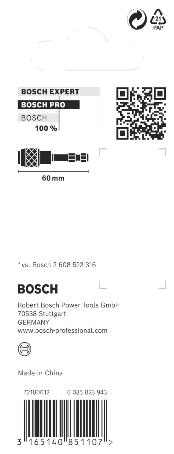 Bosch 2608522320 1/4"Impact Control Bithouder Quick Release - 60mm thumbnail 3