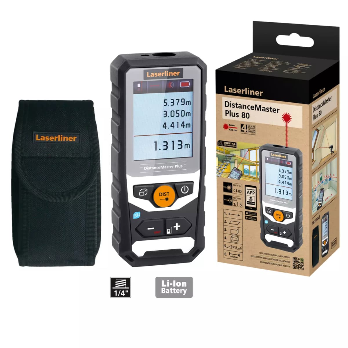 Laserliner Distancemaster Plus 80 Afstandsmeter In Tas - 80m - Rood - Bluetooth - IP65 thumbnail 2