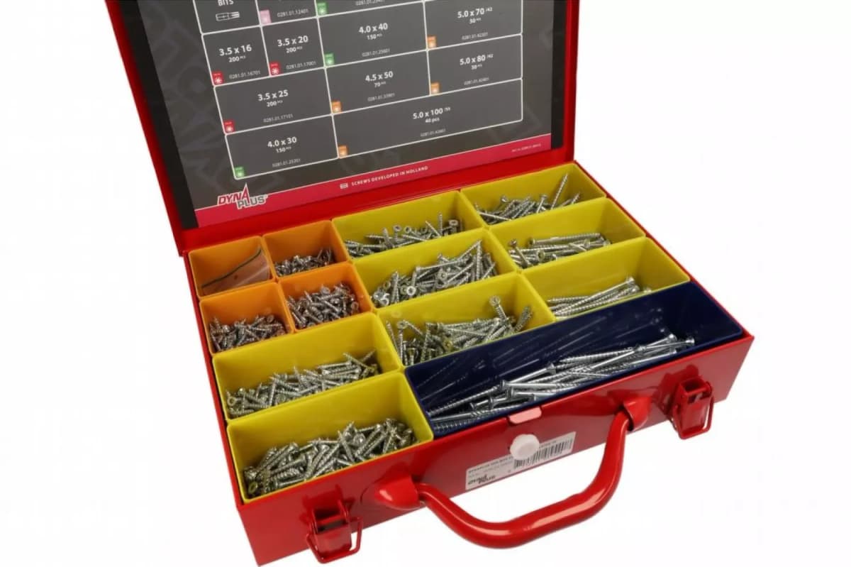 Dynaplus 0289.01.00410 1600-delige Spaanplaatschroevenset - Indoor - Verzinkt - Torx