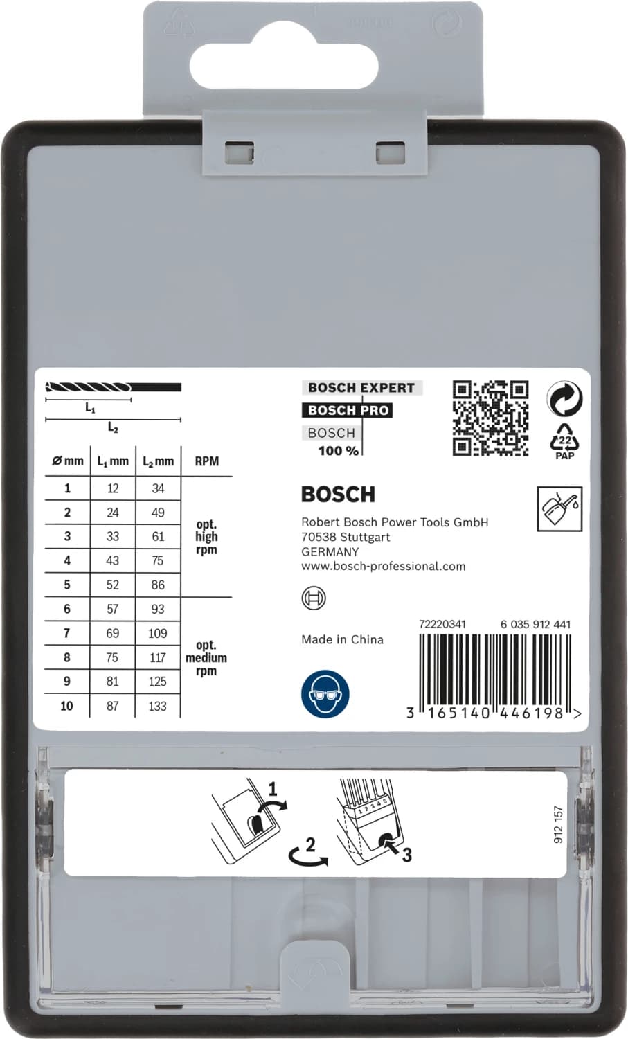 Bosch 2607010535 10-delige HSS-G Metaalborenset Robust Line - 1-10mm thumbnail 3