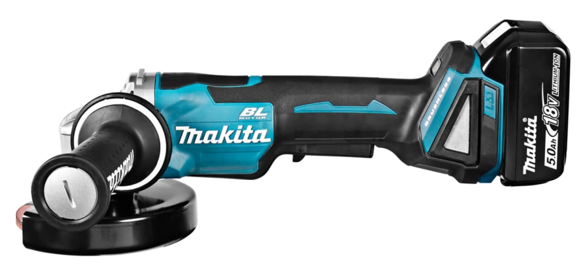 Makita DGA508RTJ 18V Li-Ion Accu Haakse Slijper Set (2x 5.0Ah Accu) In Mbox - 125mm - Koolborstelloos - Softstart thumbnail 3