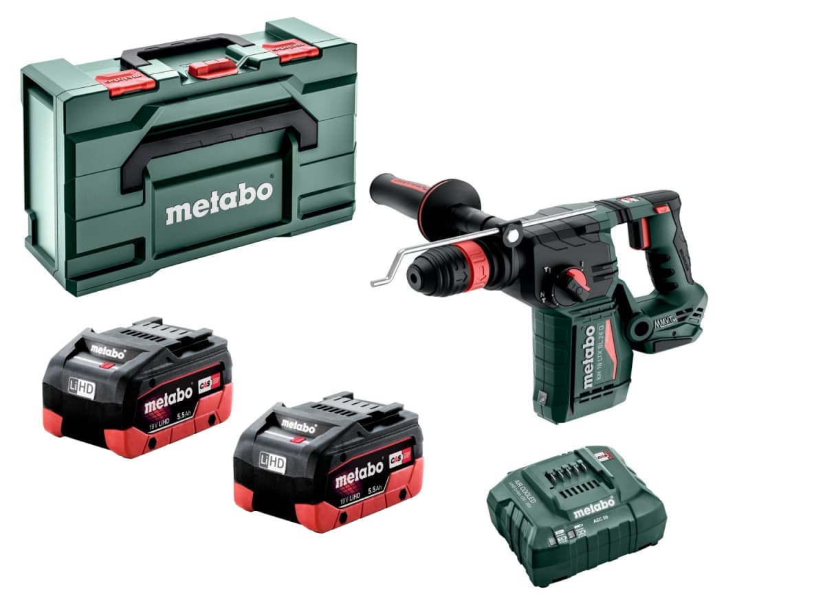 Metabo KH 18 LTX BL 24 Q 18V Li-ion Accu Combihamer Set (2x 5.5Ah LiHD Accu) In MetaBOX