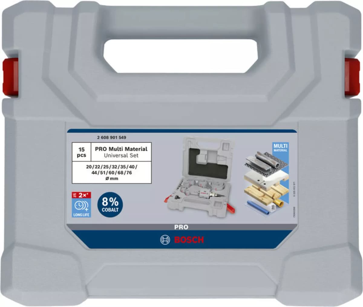 Bosch 2608901549 PRO 15-delige Multi Material Q-Lock Adapterset Voor Gatzagen thumbnail 2