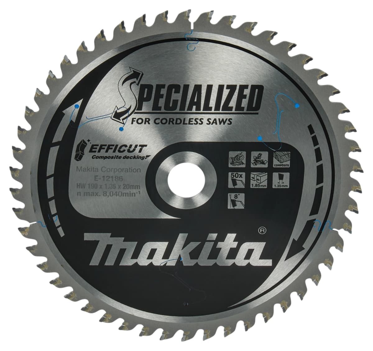 Makita E-12186 Efficut Cirkelzaagblad WPC - 190x20x1,85mm 50T