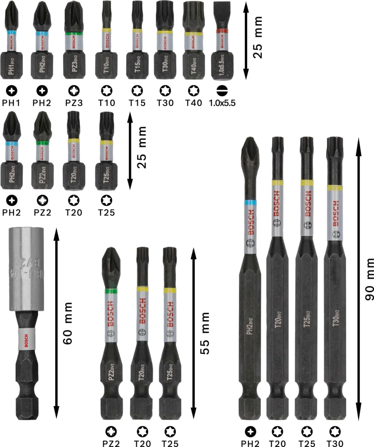 Bosch 2608521U74 20-delige PRO Impact Schroefbitset thumbnail 4