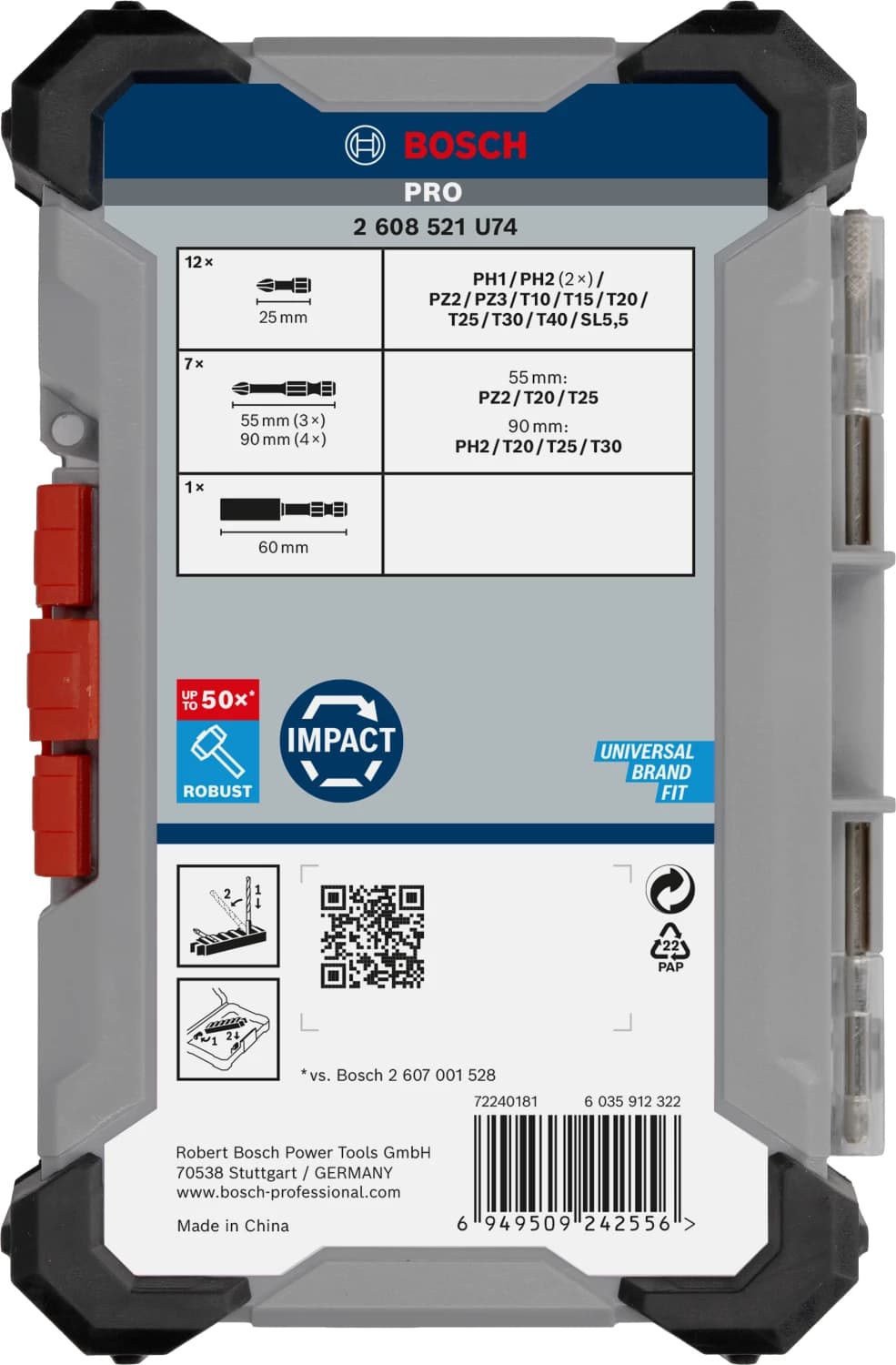 Bosch 2608521U74 20-delige PRO Impact Schroefbitset thumbnail 3