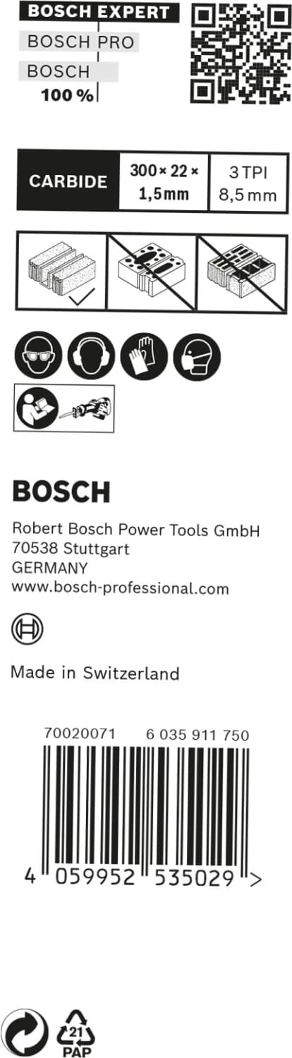 Bosch EXPERT 1241HM Reciprozaagblad - 250mm - Beton (10st) thumbnail 3