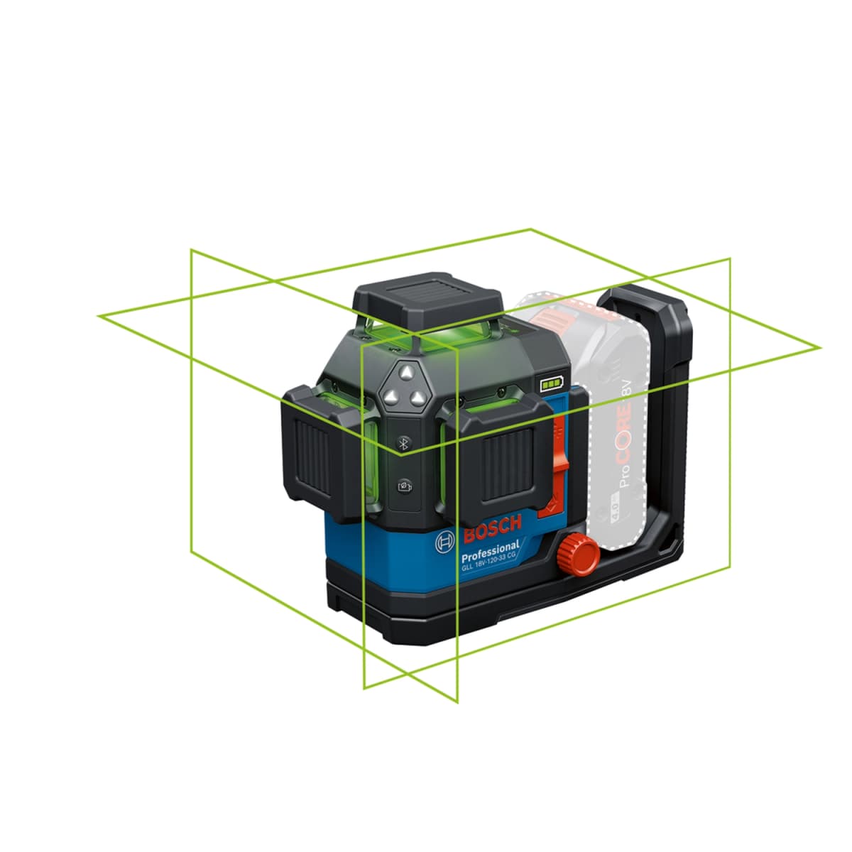 Bosch GLL 18V-120-33 CG 18V Accu Kruislijnlaser Set (1x 4.0Ah) In L-Boxx - Groen - 3x 360 thumbnail 2