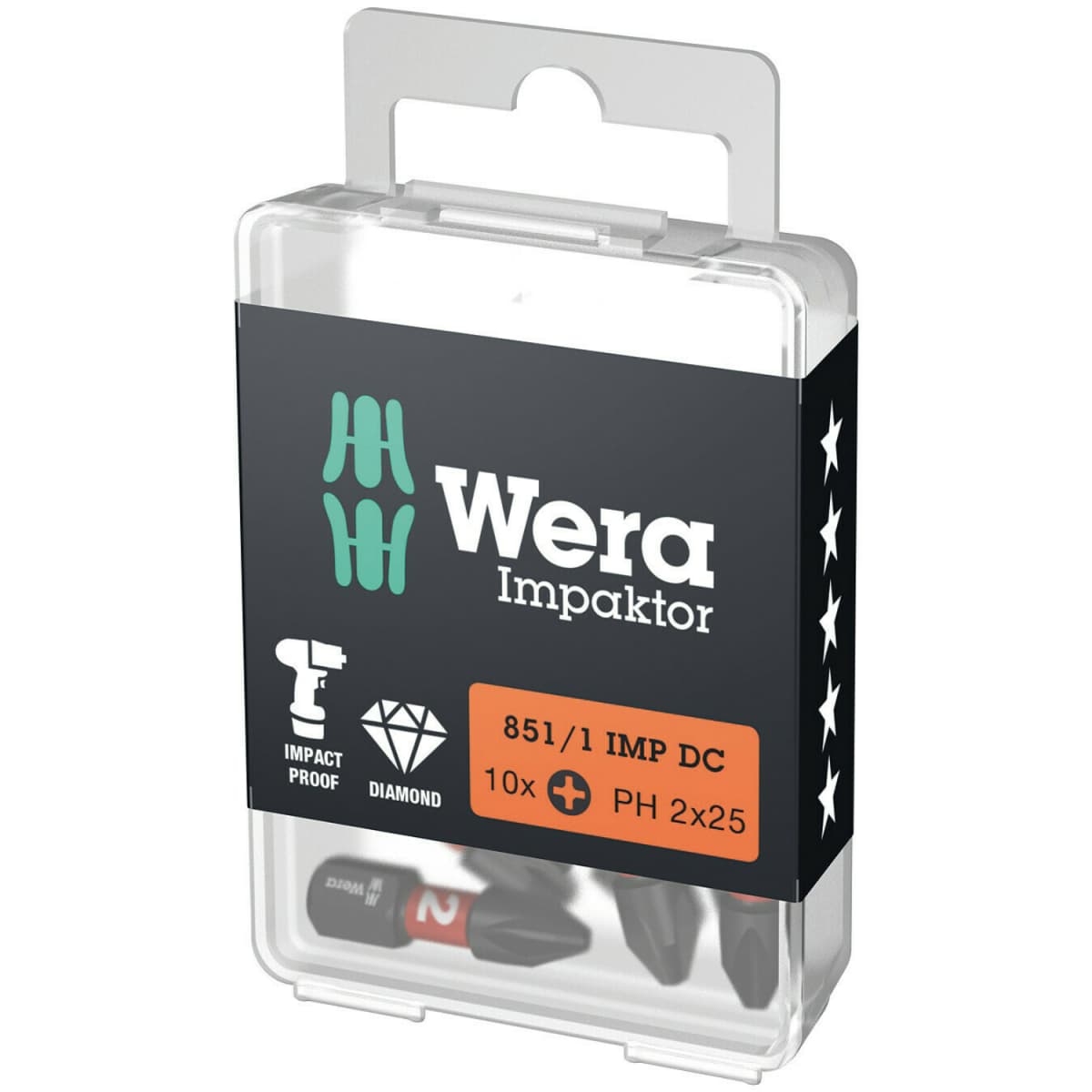 Wera 5057616001 1/4"Philips Impaktor Bit - PH2 X 25mm (10st)