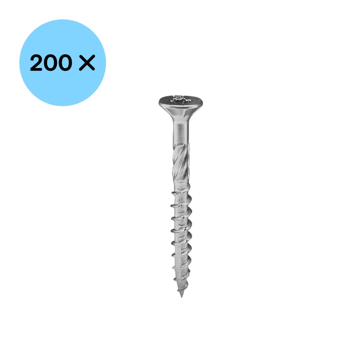 Woodies 61850511 Ultimate Spaanplaatschroef RVS - TX25 - 5.0 X 80mm - Verzonken Kop - Deeldraad - Verzinkt (200st) thumbnail 2