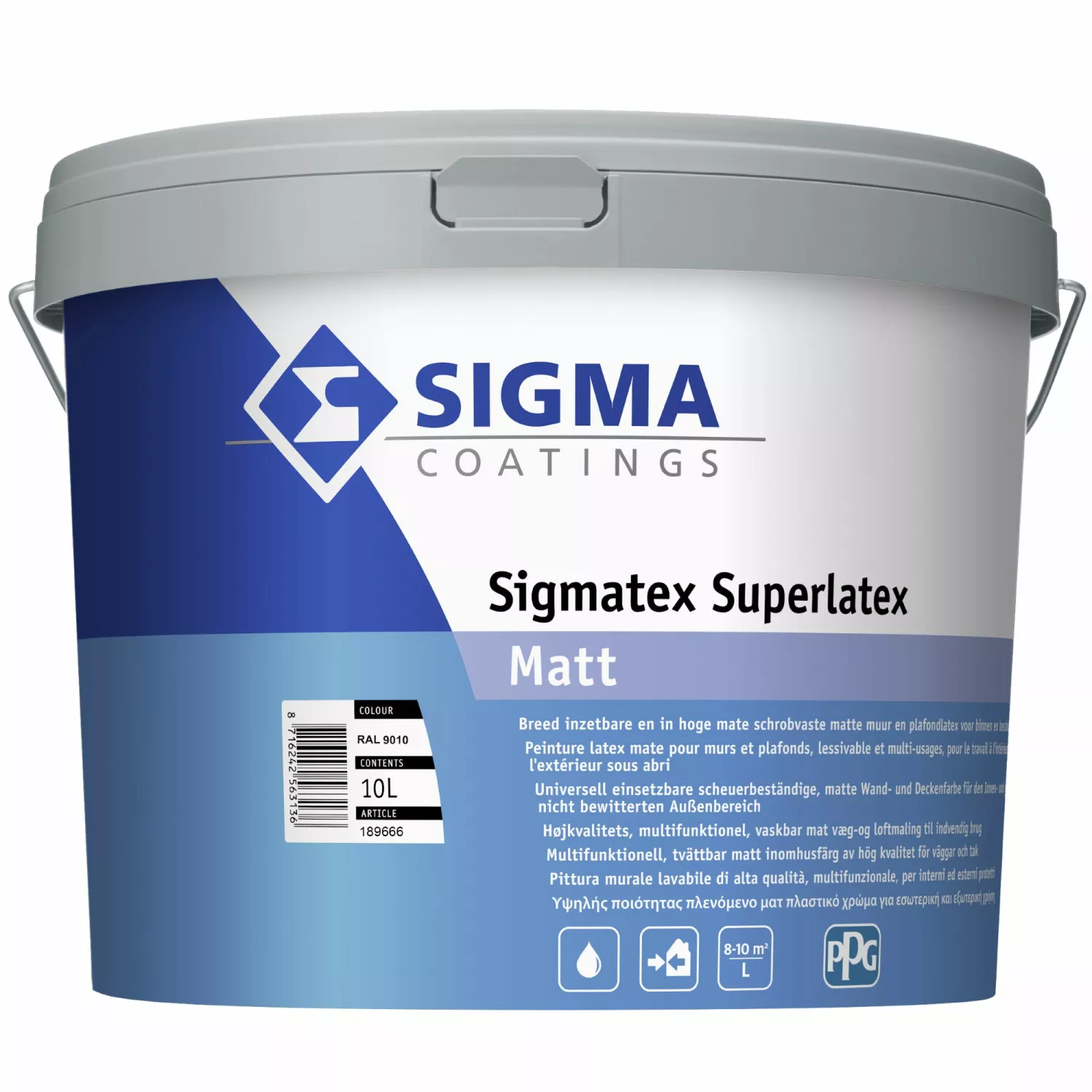 Sigma Sigmatex Superlatex Matt - Op Kleur Gemengd - 10L - Muurverf