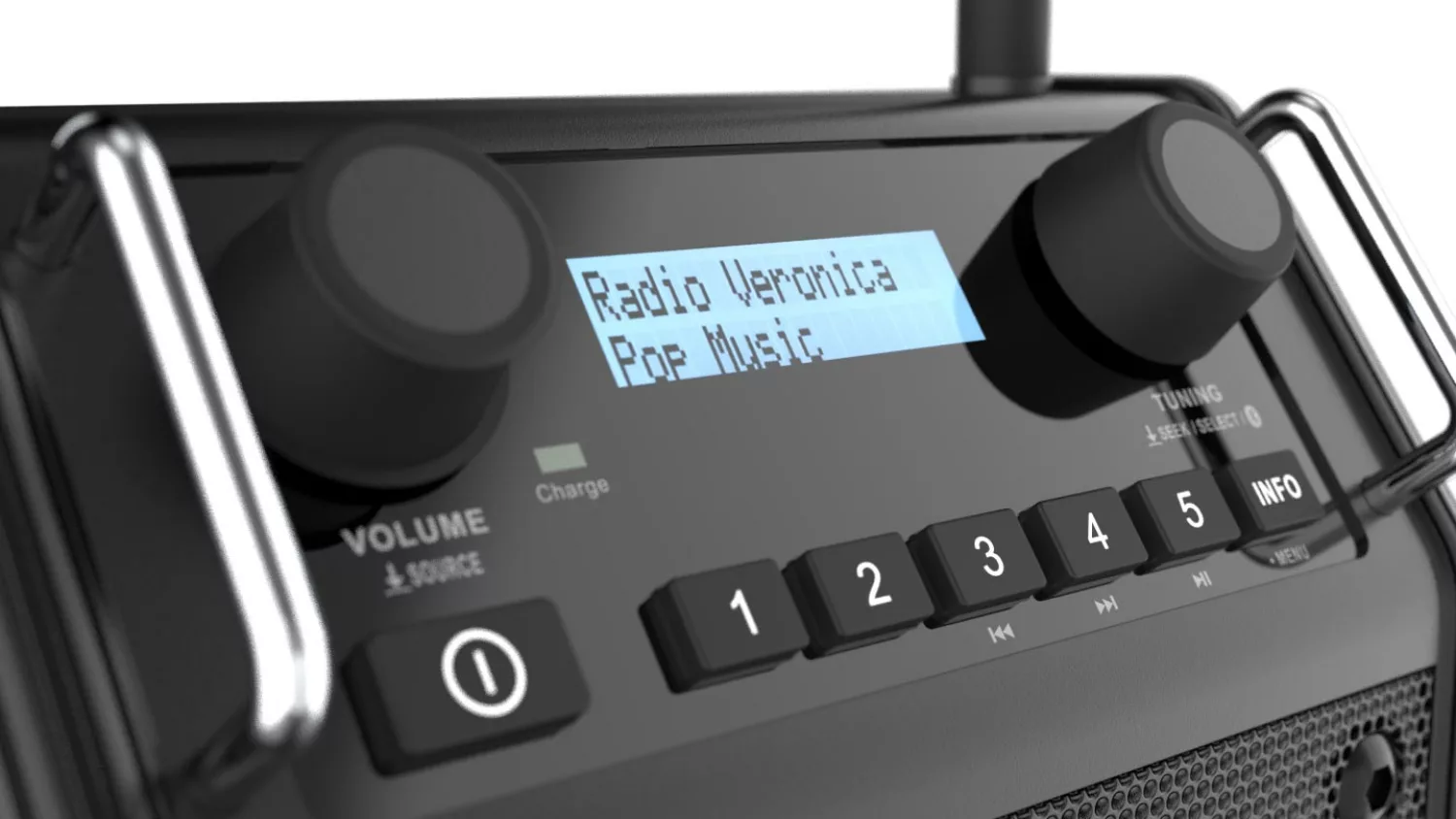 PerfectPro DABPRO2 Bouwradio - FM RDS / DAB+ - AUX-in - Bluetooth - Werkt Op Netstroom En Batterij thumbnail 3