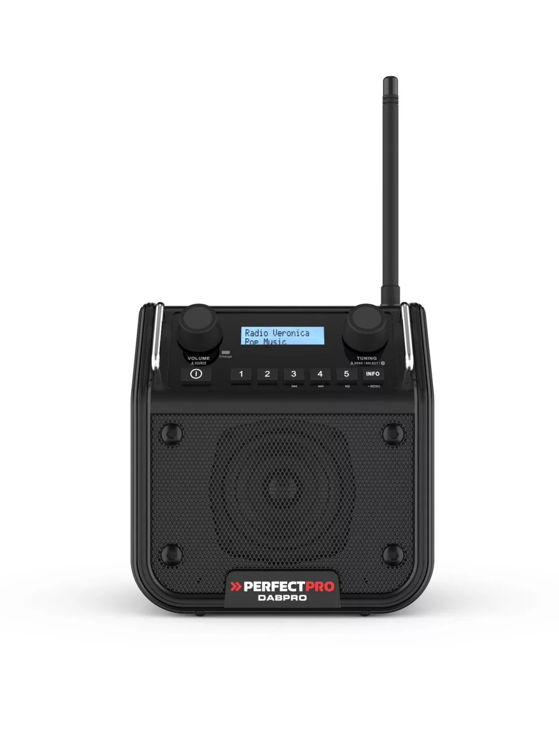 PerfectPro DABPRO2 Bouwradio - FM RDS / DAB+ - AUX-in - Bluetooth - Werkt Op Netstroom En Batterij