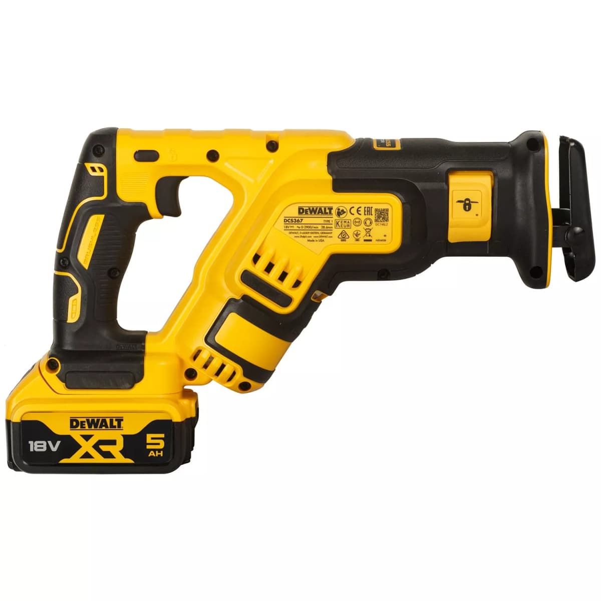DeWALT DCS367P2 18V Li-ion XR Accu Reciprozaag Set (2x 5.0Ah) In TSTAK - Koolborstelloos thumbnail 4