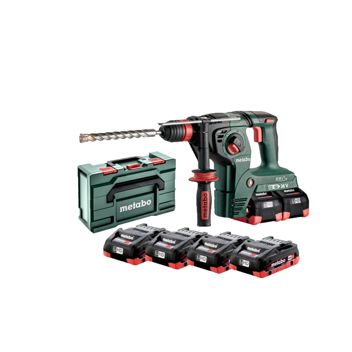 Metabo KHA 36-18 LTX 32 36V (2x 18V) LiHD Accu SDS-plus Combihamer Set (4x 8.0Ah Accu) In MetaBox - 3,1J