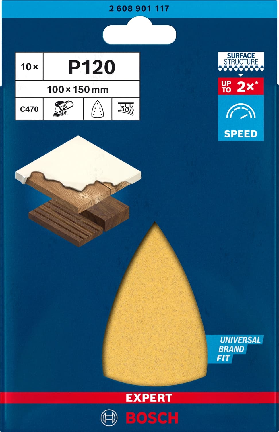 Bosch 2608901117 EXPERT Schuurvel C470 Best For Wood And Paint - 100 X 150mm - K120 - 7 Gaten - 10st thumbnail 2