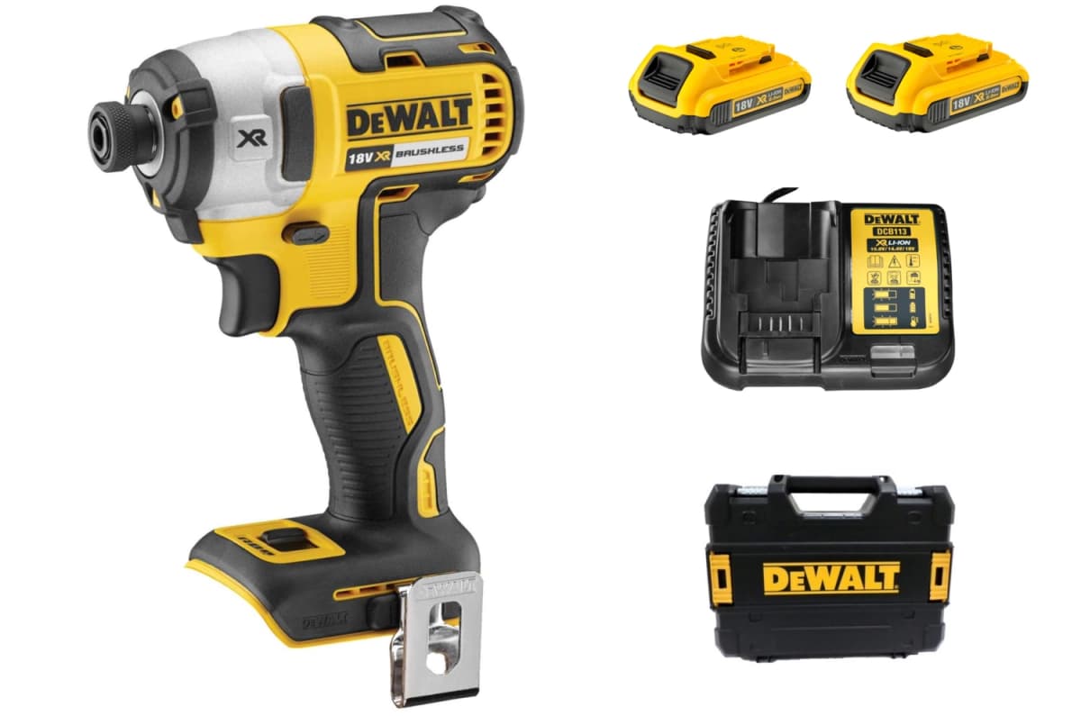 DeWALT DCF887D2-QW 18V Li-ion XR Accu Slagschroevendraaier Set (2x 2.0Ah) In TSTAK - 1/4"- Koolborstelloos