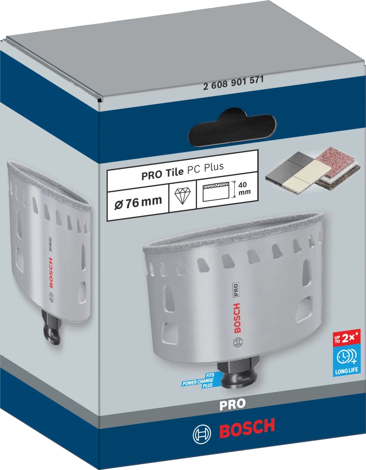Bosch 2608901571 PRO Tile PC Plus Diamantgatzaag Voor Tegels - 76mm thumbnail 2