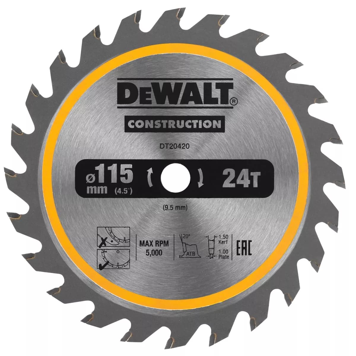 DeWALT DT20420 Cirkelzaagblad CZB 115x10x24t - 1,65mm Voor DCS571
