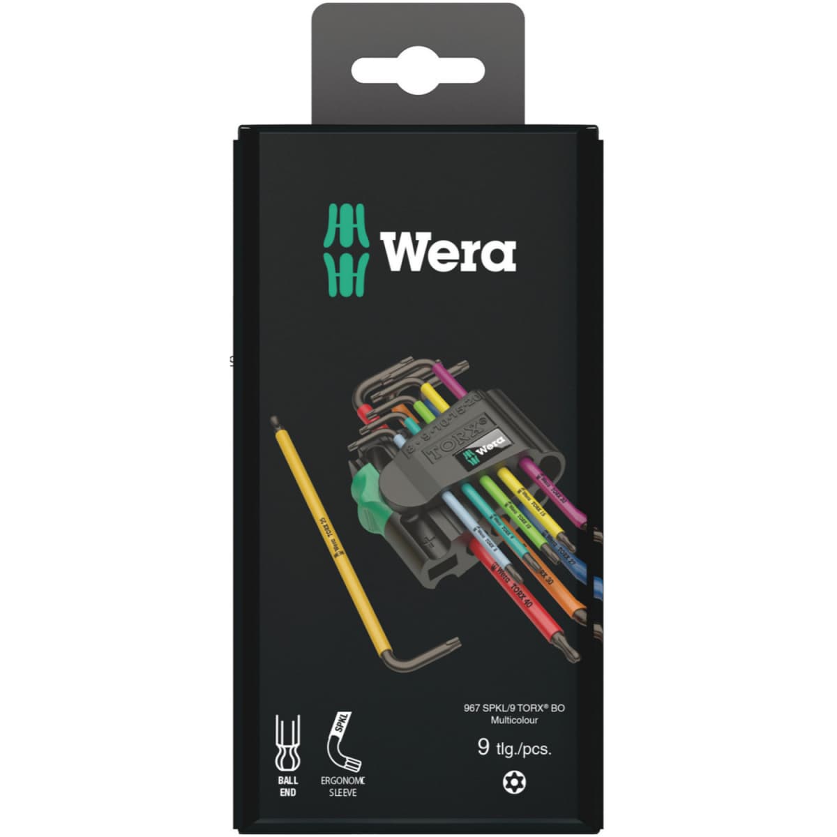 Wera 05073599001 9-delige Multicolour Inbussleutelset Met Kogelkop Op Kaart - Torx / Torx Tamper Resistant - T8-40