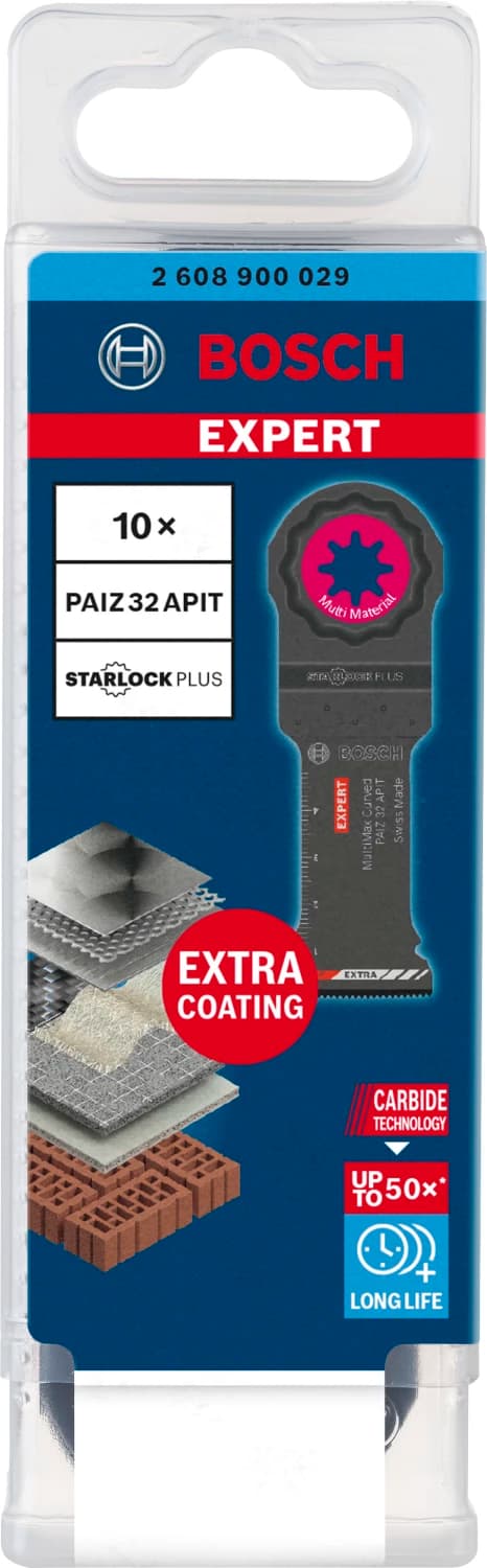 Bosch 2608900029 EXPERT StarlockPlus CoatedCarbide Invalzaagblad PAIZ 32 APIT Carbide - Multi Materiaal - Curved-Tec - 32x50mm (10st) thumbnail 2