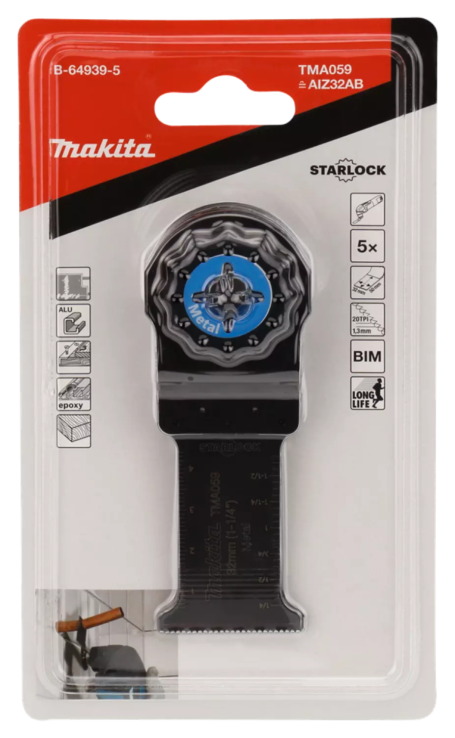 Makita B-64939-5 / TMA059 Invalzaagblad - 32x50mm (5st.) thumbnail 2