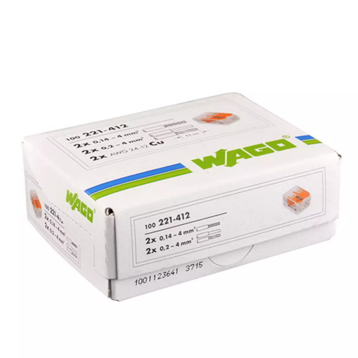 Wago 221-412 Lasklem 2-gaats - 4mm - Hersluitbaar - Transparant-oranje (100st) thumbnail 2