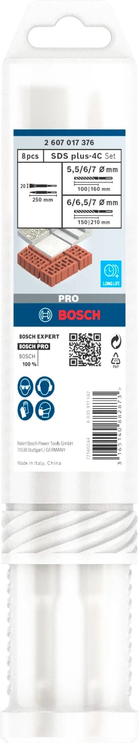 Bosch 2607017376 PRO 8-delige SDS Plus-4C Beitel- En Borenset thumbnail 2