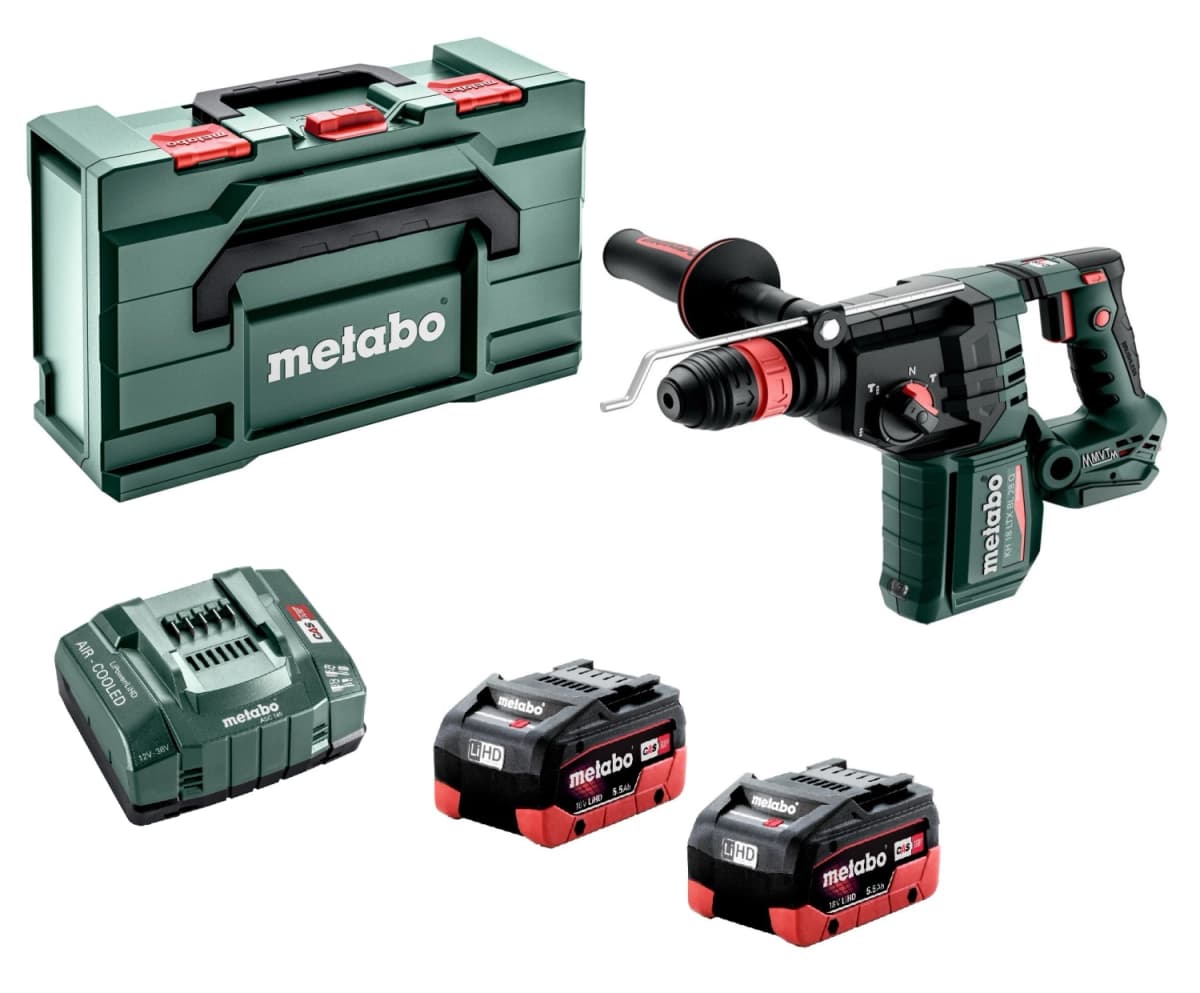 Metabo KH 18 LTX BL 28 Q 18V Li-ion Accu Combihamer Set (2x 5.5Ah LiHD Accu) In MetaBOX