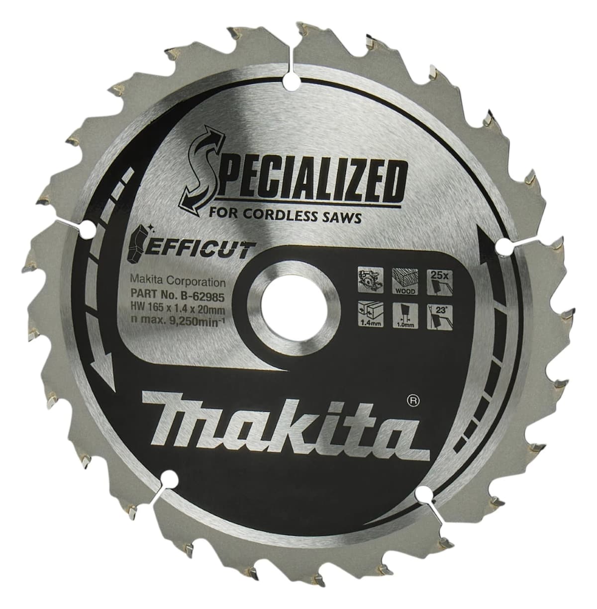 Makita B-62985-2 Cirkelzaagblad Hout - 165x20x1,4mm - 25T - Duopack thumbnail 3