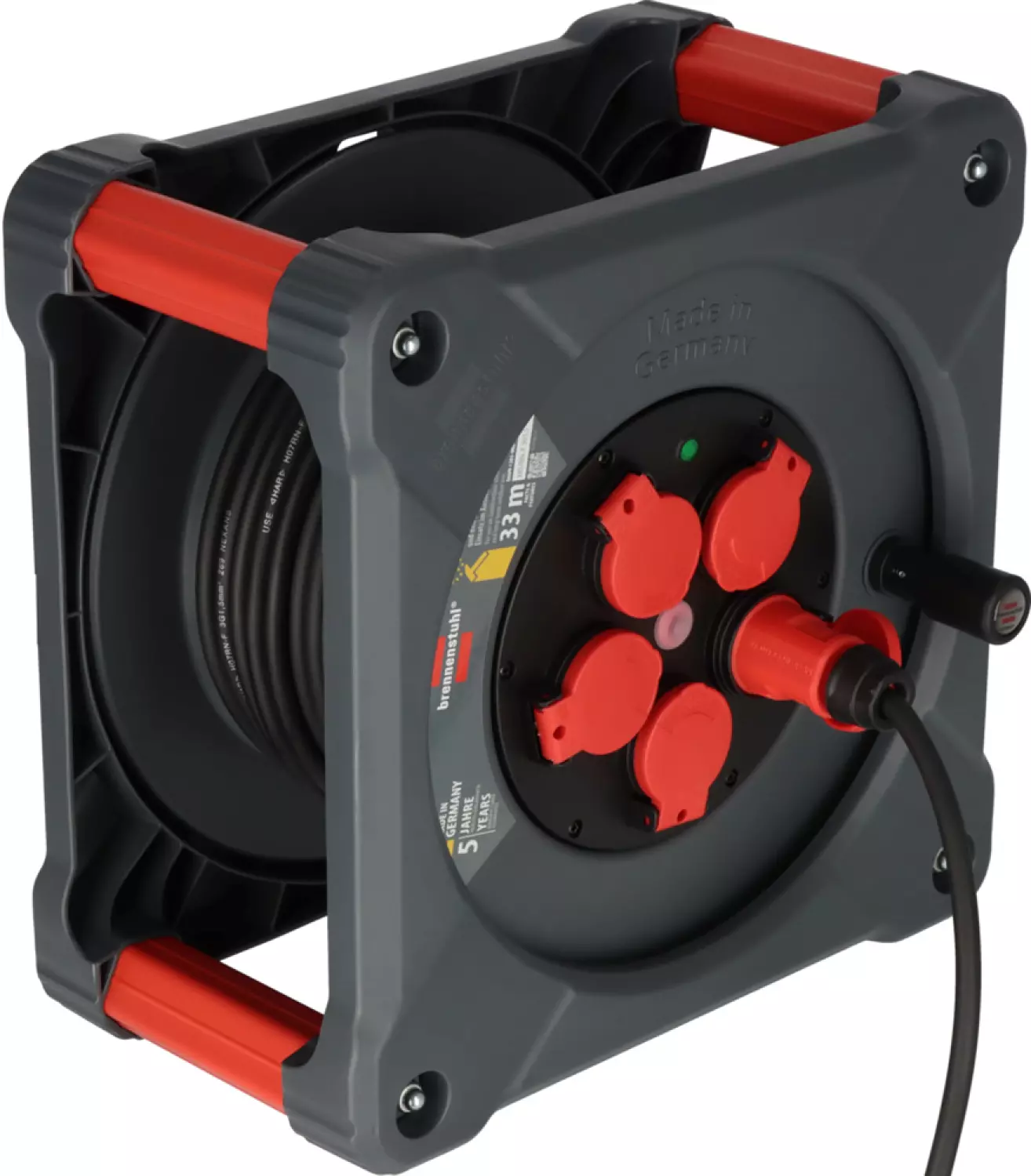 Brennenstuhl Professional KA 3100 Bouwplaats Cube 5-voudig Kabelhaspel H07RN-F 3G1.5 - IP44 - 33m - Zwart thumbnail 4