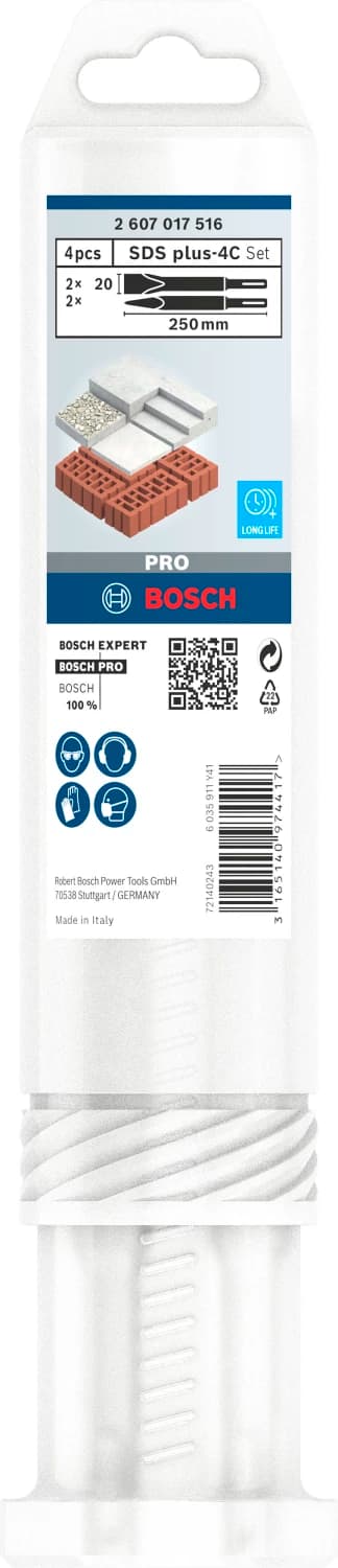 Bosch 2607017516 PRO 4-delige SDS Plus-4C Beitelset thumbnail 2