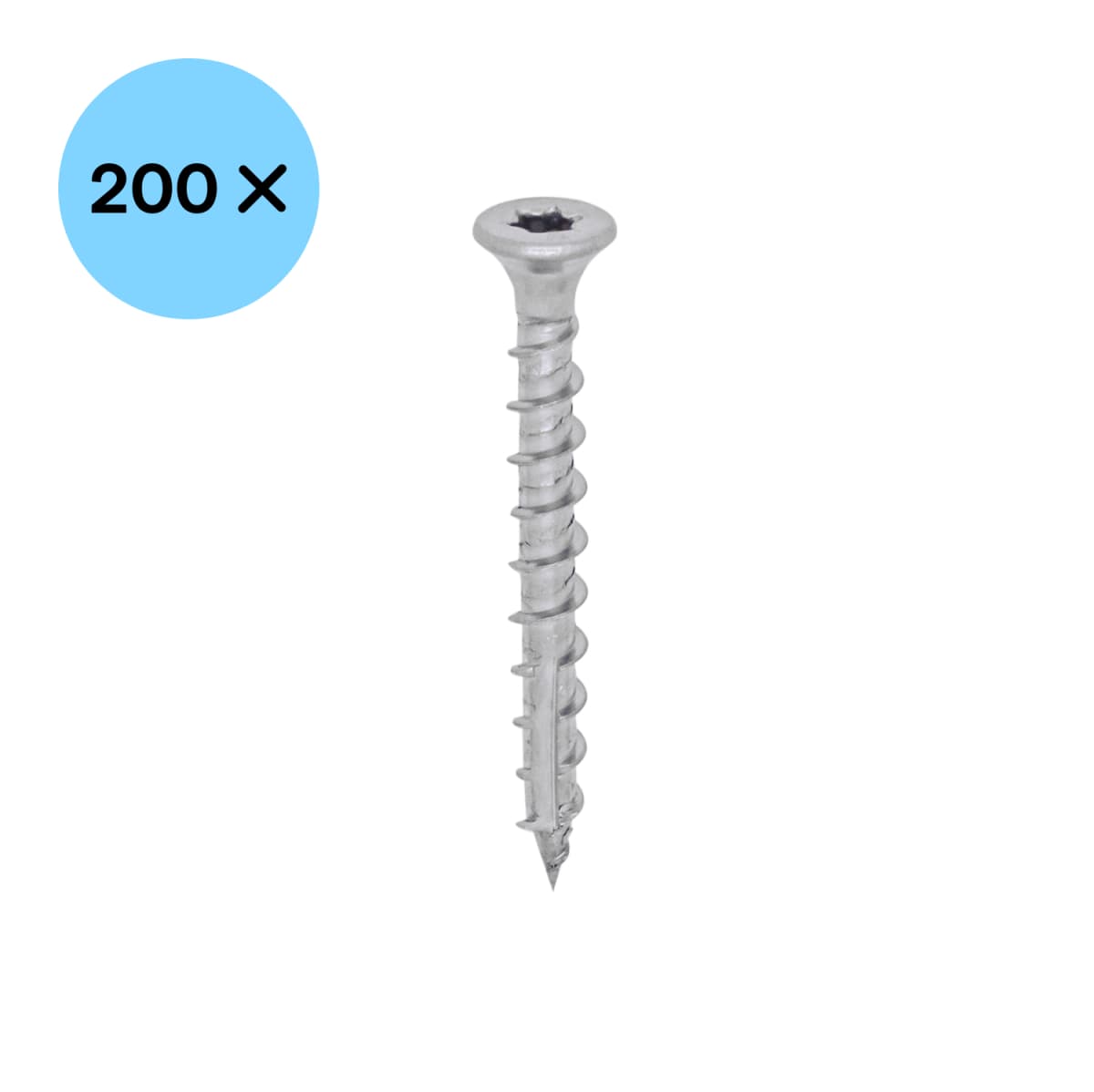 Woodies 61845374 Ultimate Scharnierschroef RVS - TX20 - 4.5 X 40mm - Platverzonken Kop - Voldraad - Verzinkt (200st) thumbnail 2