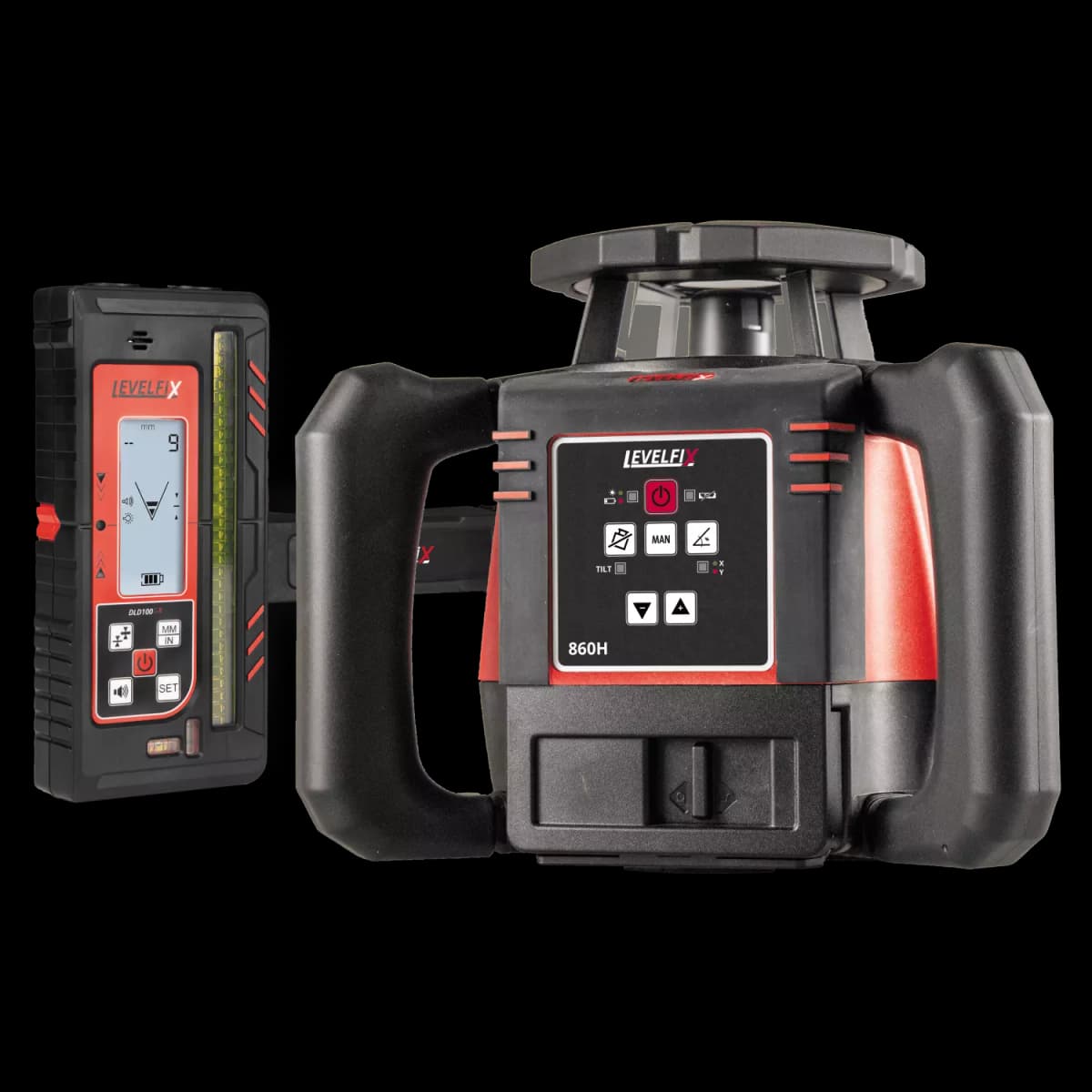 Levelfix 860H Roterende Laser Set Incl. Ontvanger In Koffer - Rood - 800m - IP67 thumbnail 2