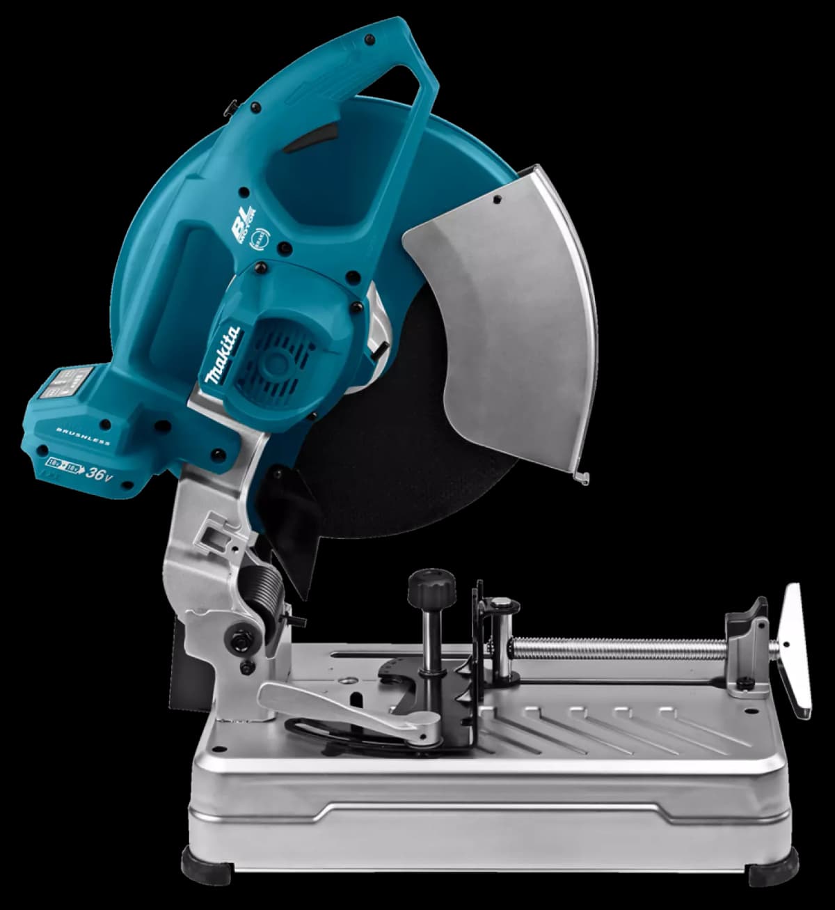 Makita DLW140Z 36V (2x 18V) Li-Ion Accu Metaal Afkort-/slijpmachine Body - 355mm thumbnail 4