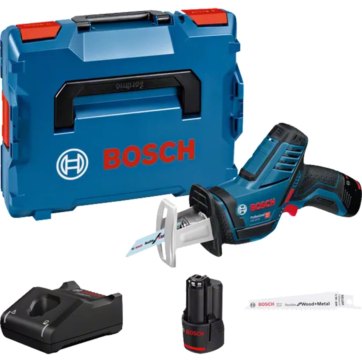 Bosch GSA 12V-14 12V Li-Ion Accu Reciprozaag Set (2x 3.0Ah Accu) In L-Boxx - Snelwissel