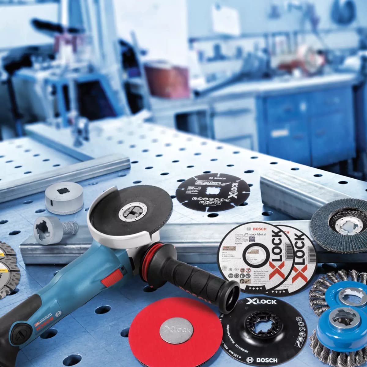 Bosch GWX 18V-10 SC 18V Li-Ion Accu X-LOCK Haakse Slijper Body - 125mm - Koolborstelloos thumbnail 3