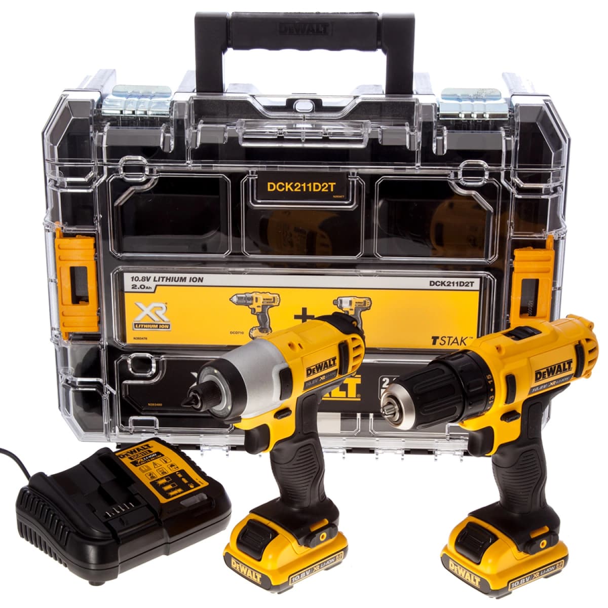 DeWALT DCK211D2T-QW 12V Li-ion XR Accu Boor-/schroefmachine (DCD710)&Accu Slagschroevendraaier (DCF815) Combiset (2x 2.0Ah) In TSTAK