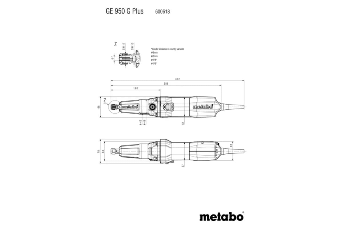 Metabo GE 950 G Plus Rechte Slijper - 950W - 6mm - Variabel thumbnail 4