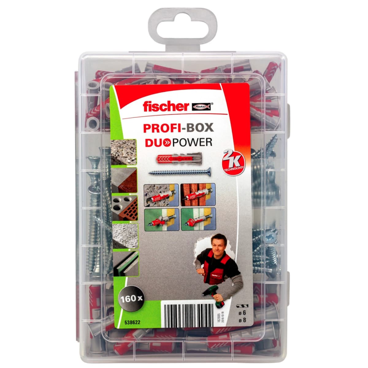 Fischer 538622 160-delige Profibox DuoPowerØ6 En Ø8 Pluggenset Met Schroef