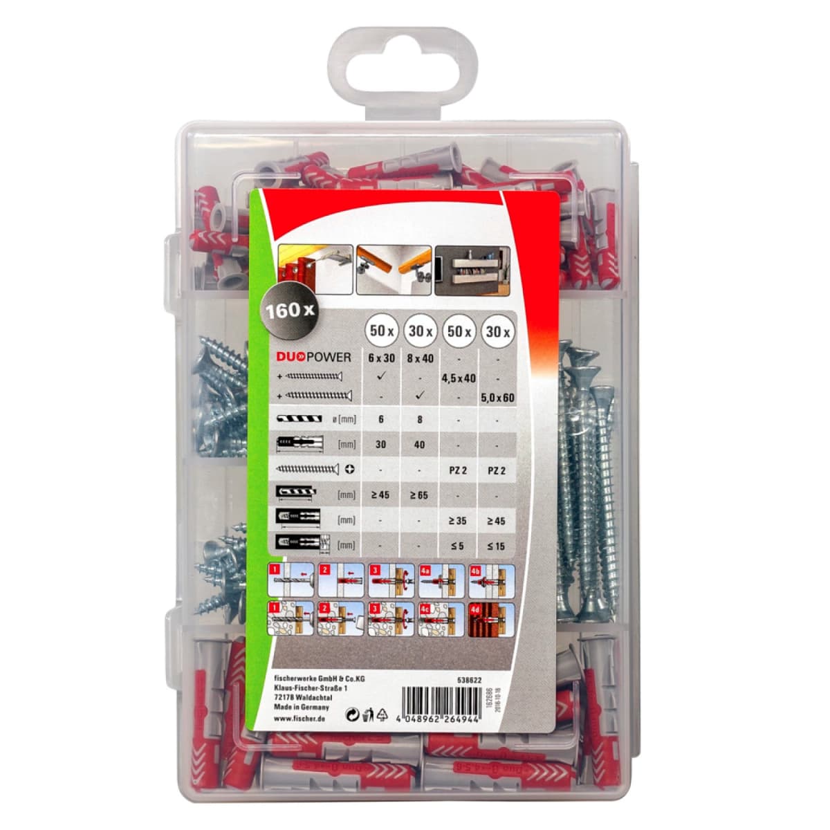 Fischer 538622 160-delige Profibox DuoPowerØ6 En Ø8 Pluggenset Met Schroef thumbnail 3