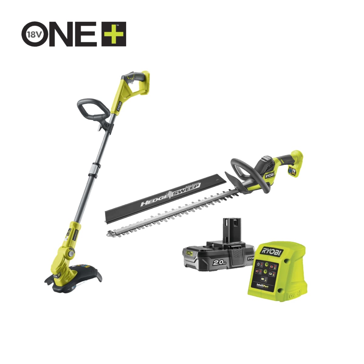 Ryobi RY18LT18HTA-120 18V Li-ion Accu Heggenschaar (RY18HT)&Accu Grastrimmer (OLT1832) Set (1x 2.0Ah Accu) thumbnail 2
