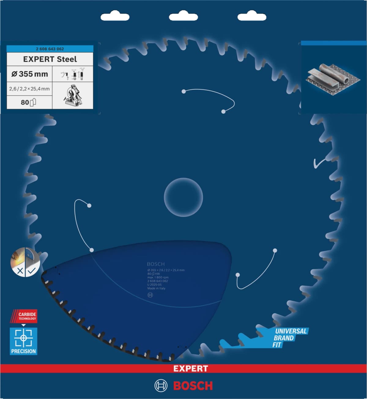 Bosch 2608643062 Expert Cirkelzaagblad - 355 X 25,4 X 80T - Metaal - Carbide thumbnail 2