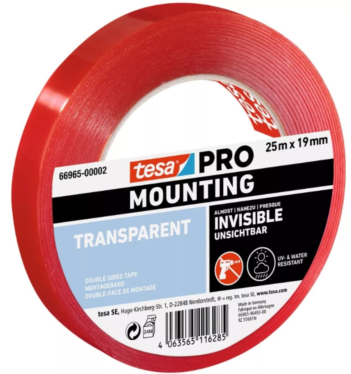 Tesa 66965 Professional Dubbelzijdige Tape - 19mm X 25m - Transparant