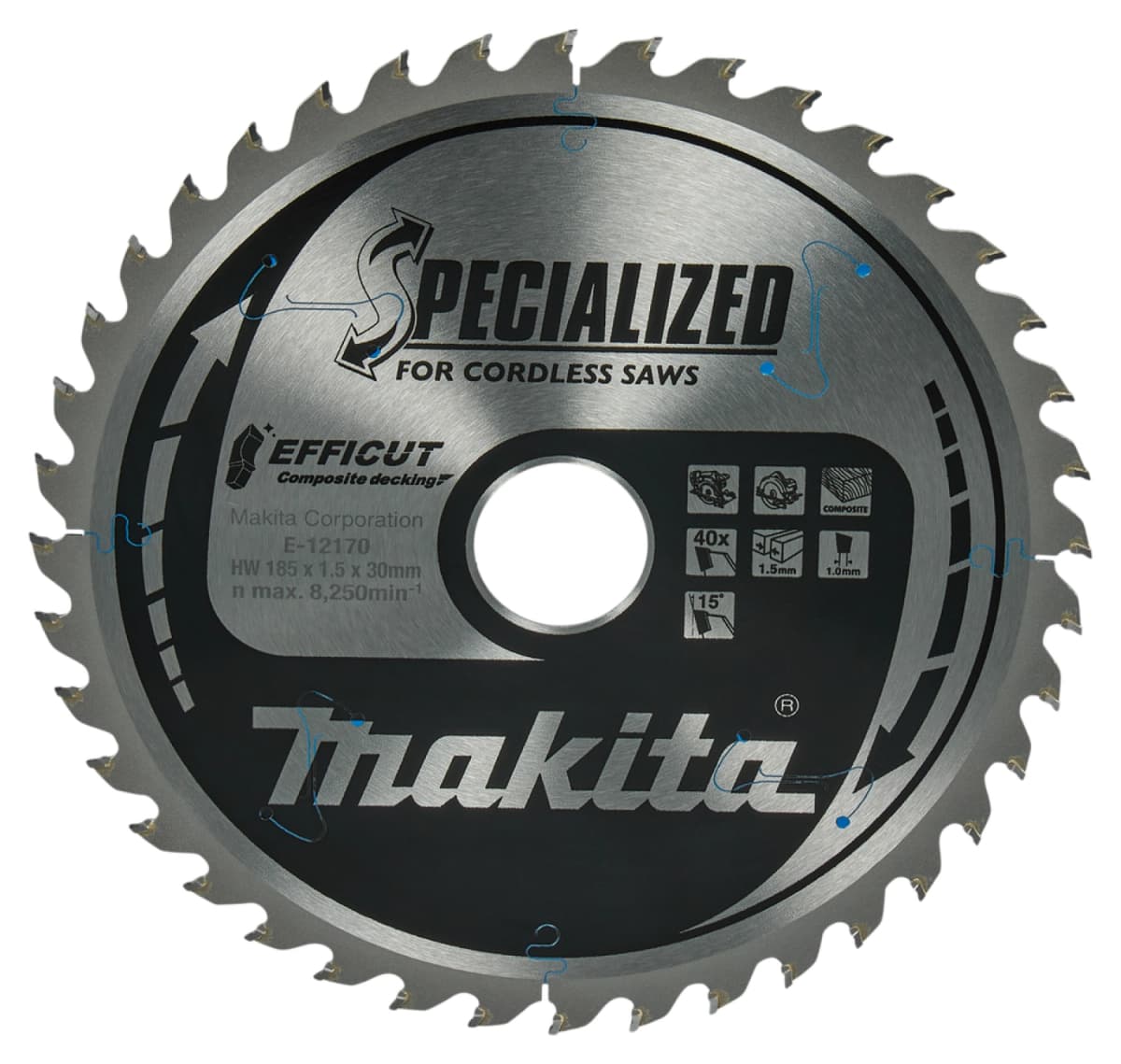 Makita E-12170 Efficut Cirkelzaagblad WPC - 185x30x1,5mm 40T