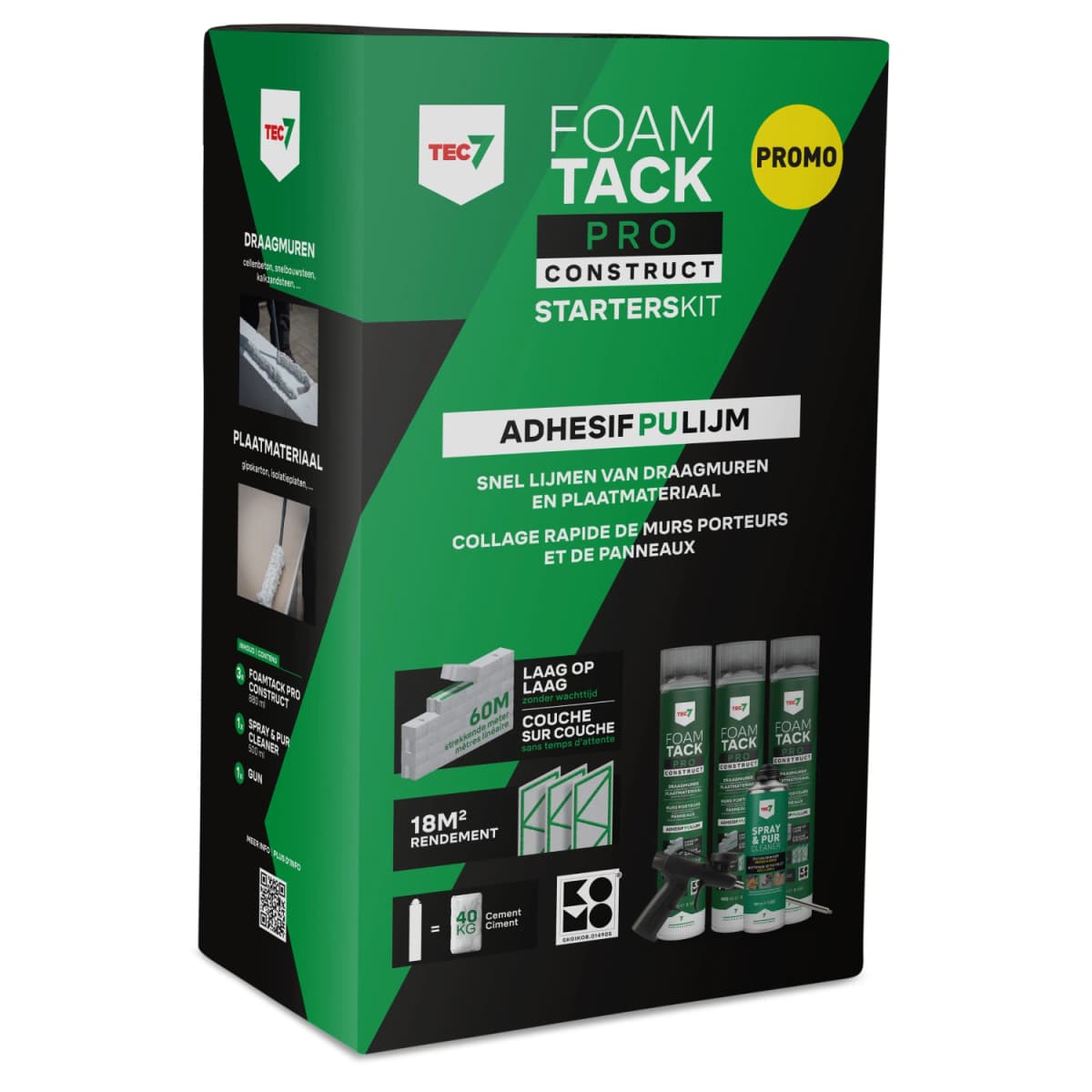 TEC7 Starterskit FoamTack Pro Construct (3x 880 Ml, Reiniger En Gun)
