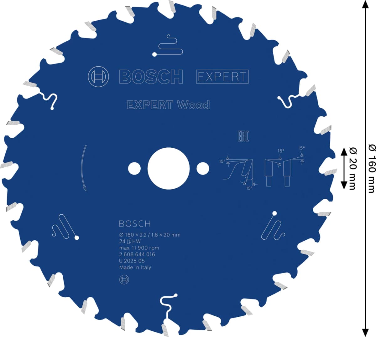 Bosch 2608644016 Expert Cirkelzaagblad - 160 X 20 X 24T - Hout - Carbide thumbnail 4